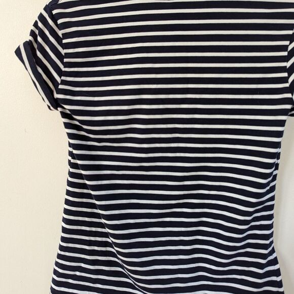 Alexander Wang Navy blue white striped rolled short sleeve T-shirt S Small - Picture 3 of 5